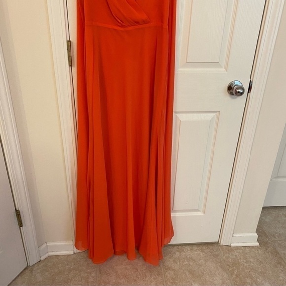 Lauren Ralph Lauren Crinkled Georgette Gown in Hyannis Port Orange Size 16 - Picture 6 of 13